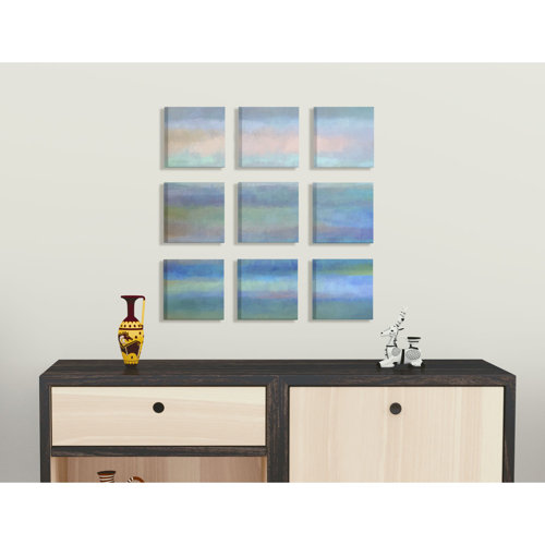 Wrought Studio 'Gentle Abstract Blue Water Paint Splash' 9 Piece